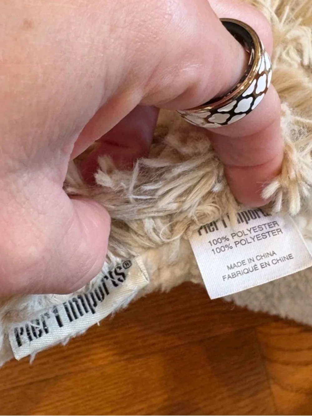 Pier 1 Imports Faux Fur Sherpa Throw Blanket Beige Cream 50x60 Reversible